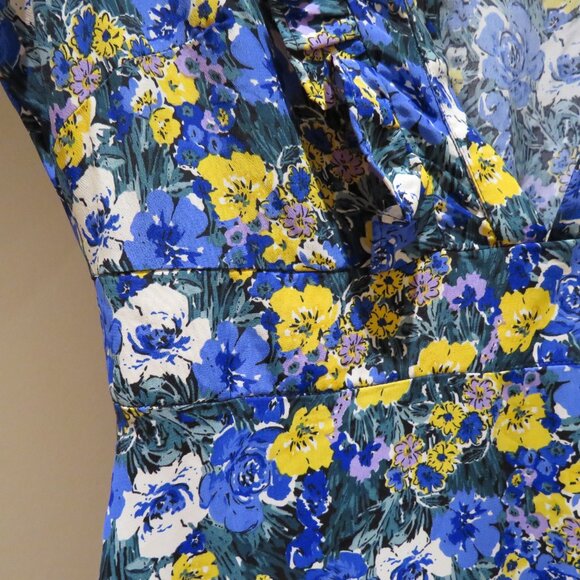 MELLODAY Ditsy Blue Yellow Floral Tiered Ruffle Maxi Dress Boho Cottagecore Trad - Picture 6 of 14